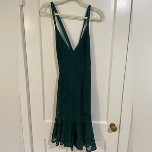 Forest Green Lace Midi Dress